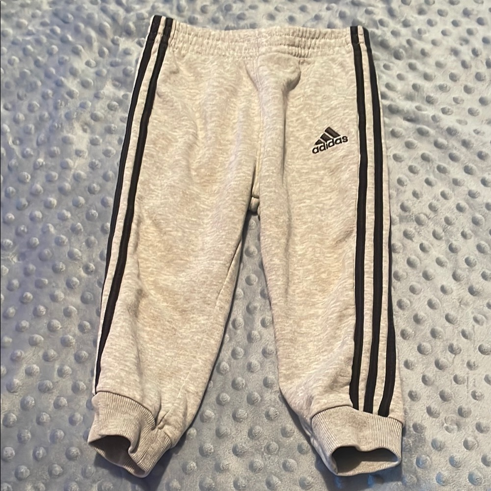 Adidas Gray Jogger Sweatpants with Signature Stripes